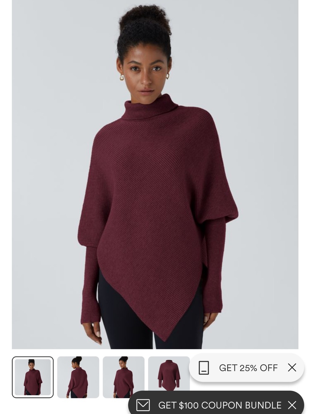 Halara Women's Asymmetric Turtleneck Sweater - Burgundy